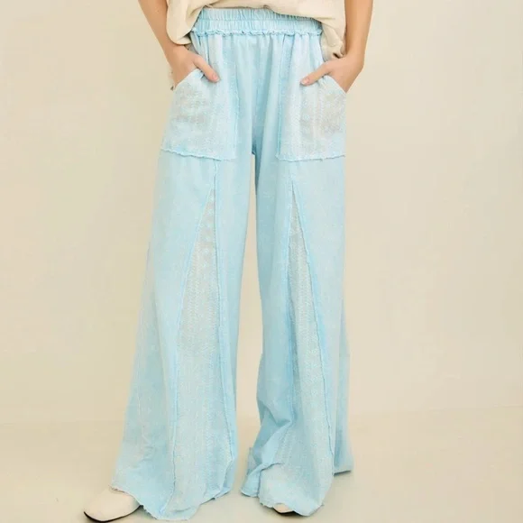 J.Her Light Blue Wide-Leg Women's Pants - Picture 2 of 4